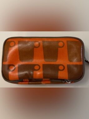 Vintage Orla Kiely Coated Cotton Cups Pouch Orange Cosmetic Pencil Case